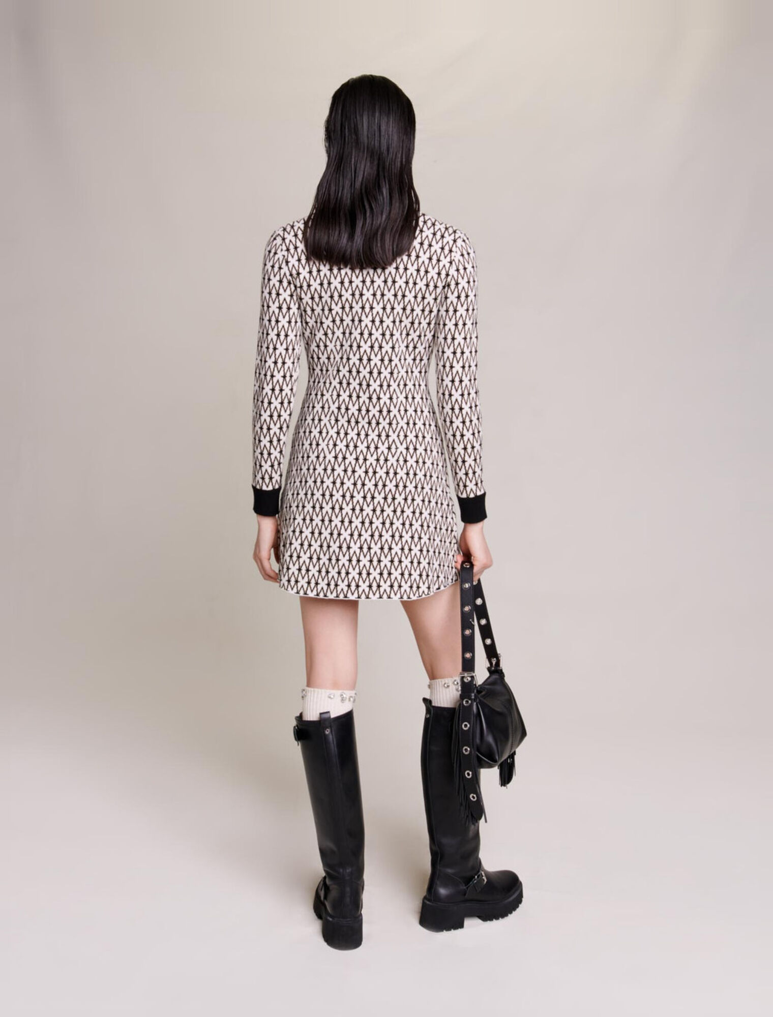 Short jacquard monogrammed dress