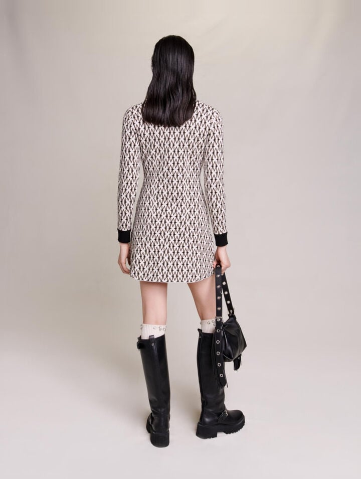 Short jacquard monogrammed dress