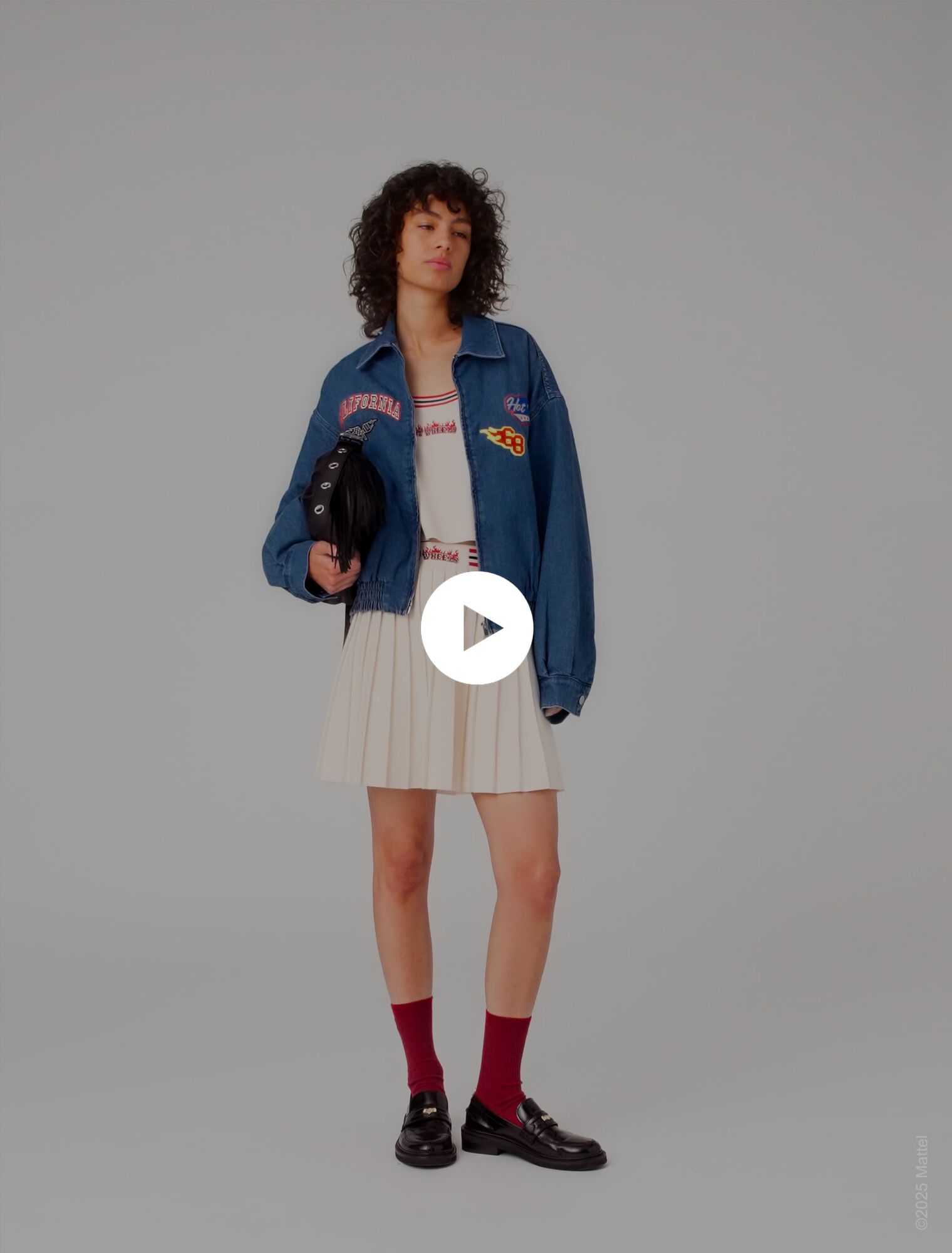 Oversized embroidered denim jacket