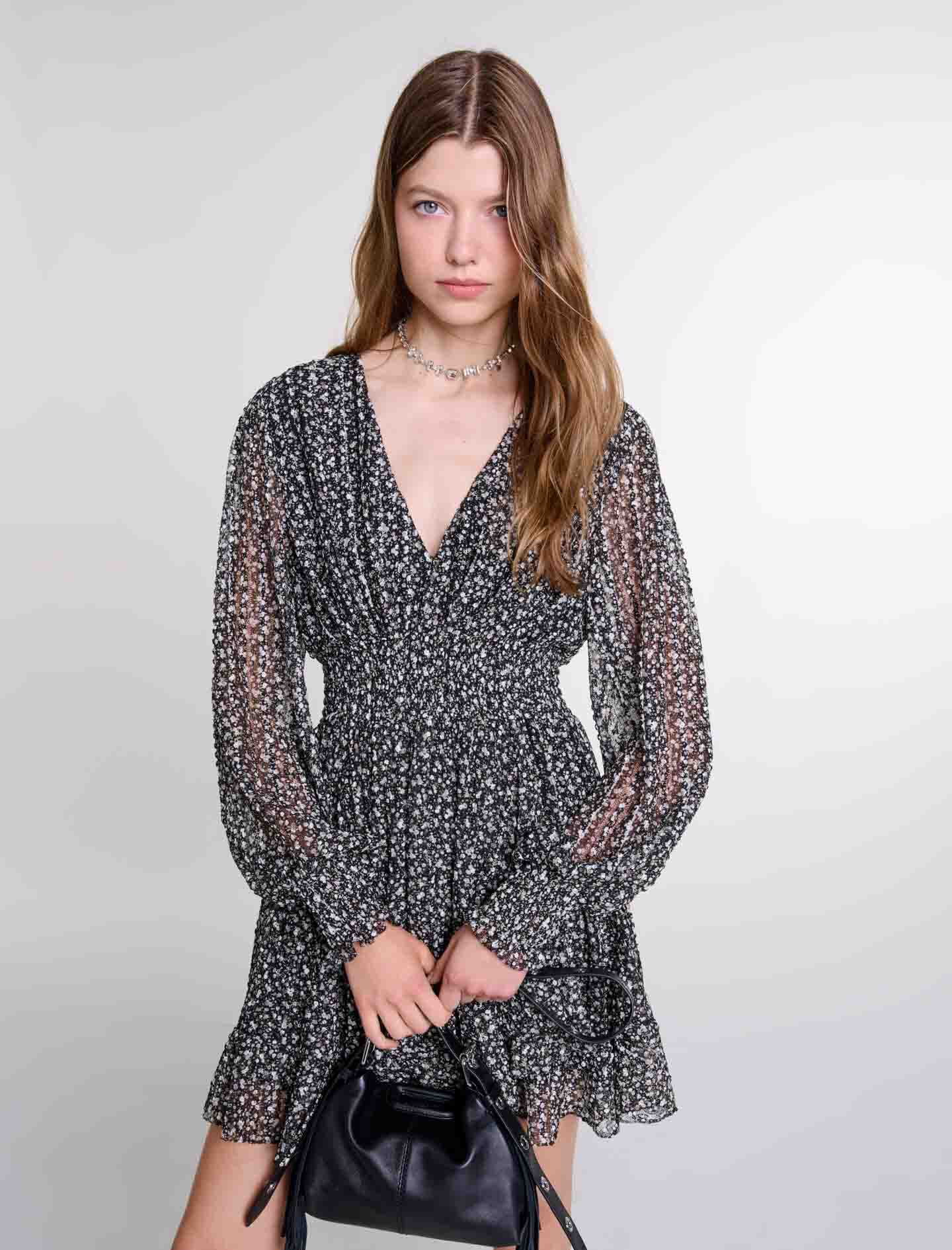 Short flared dress Black / Gray For Women | Maje