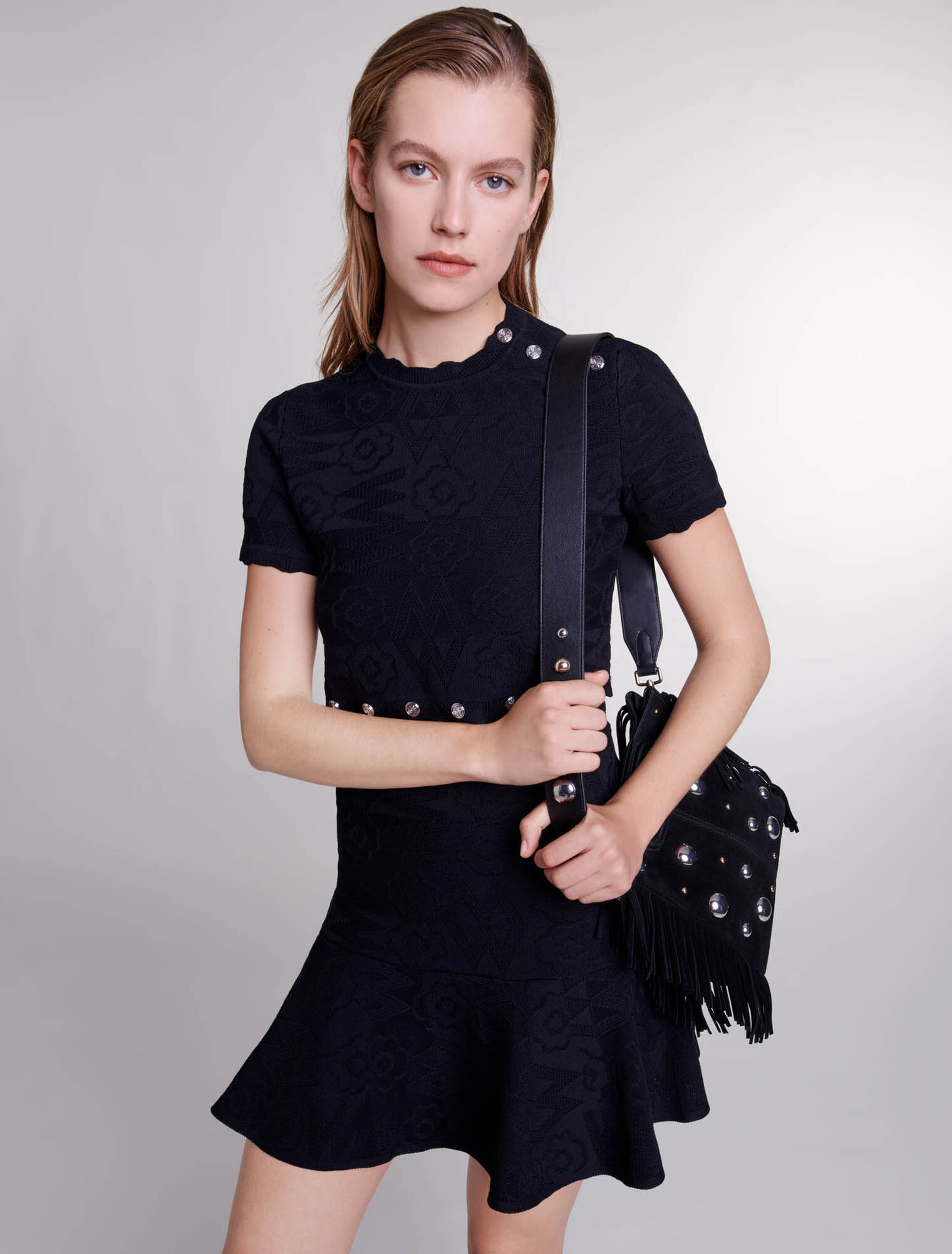 Trompe l'œil knit mini dress