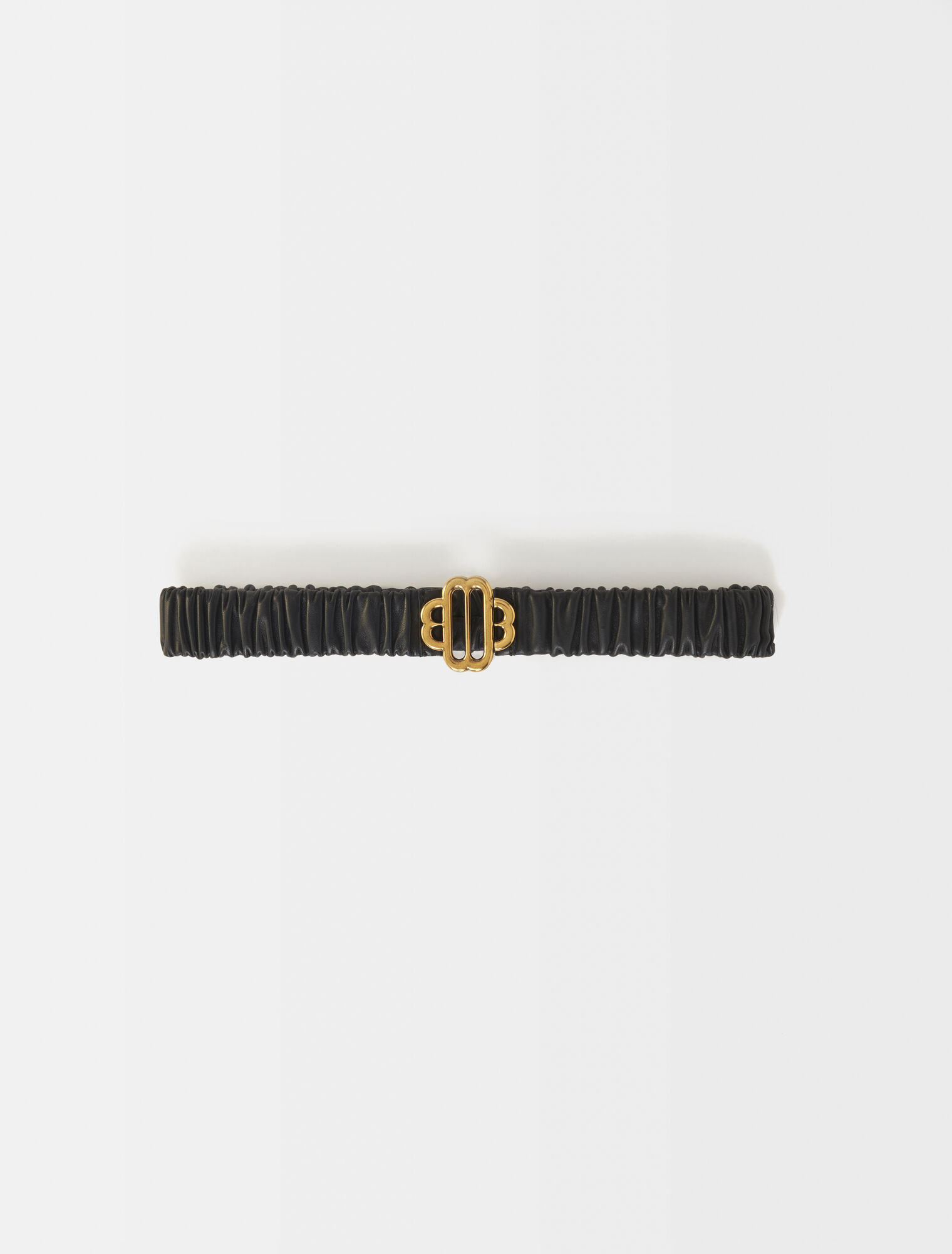 Gathered leather belt with Clover logo