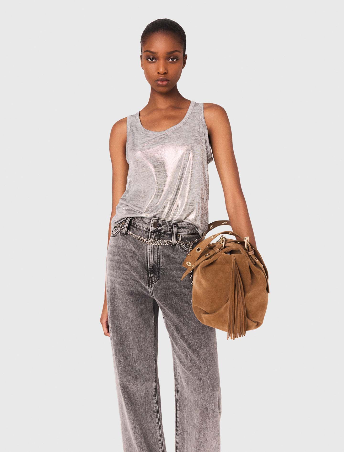 Metallic tank top Black / Gray For Women | Maje