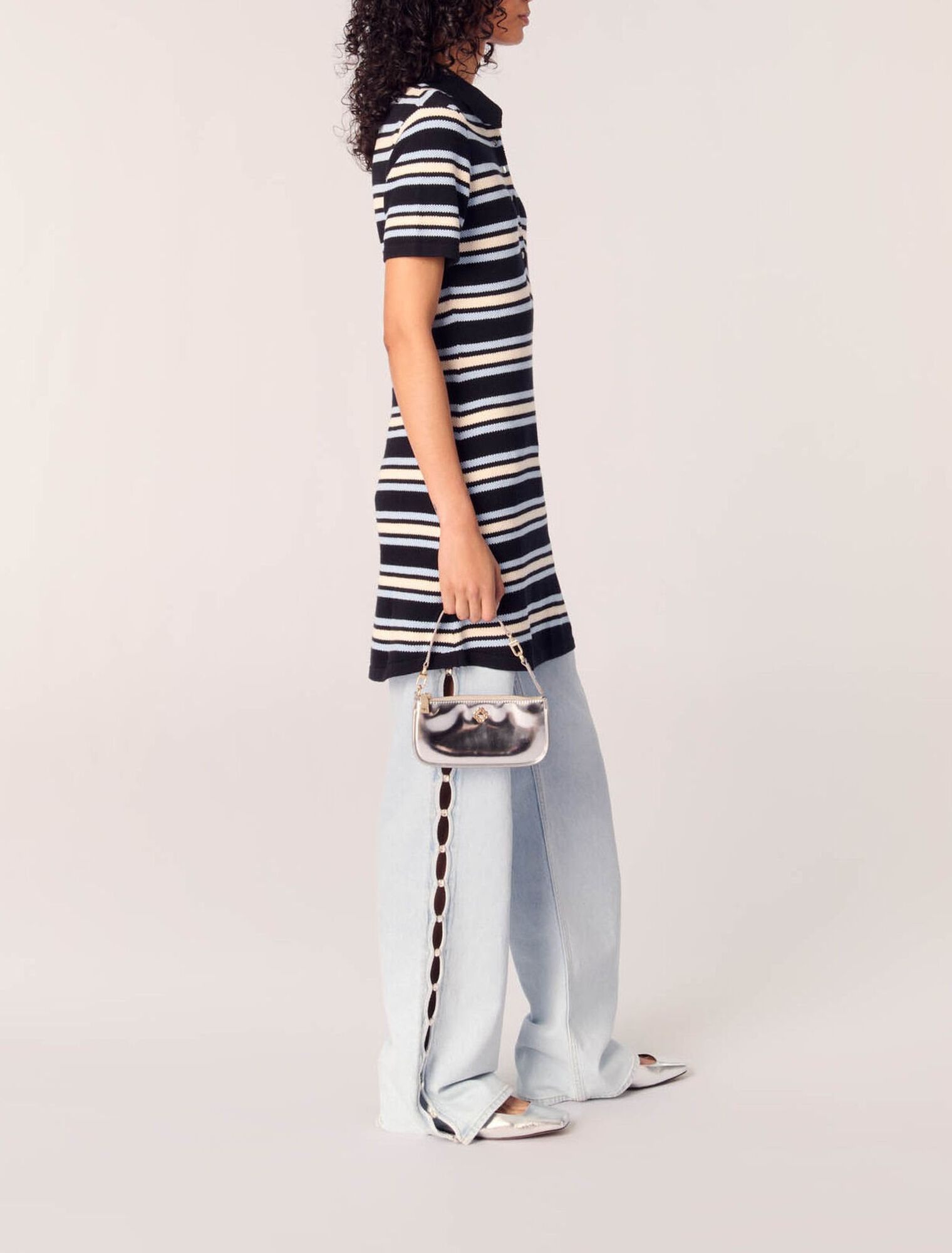 Striped knit polo dress