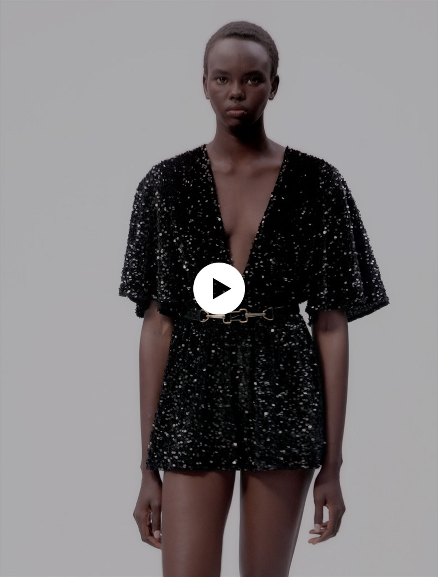 Sequinned velvet playsuit