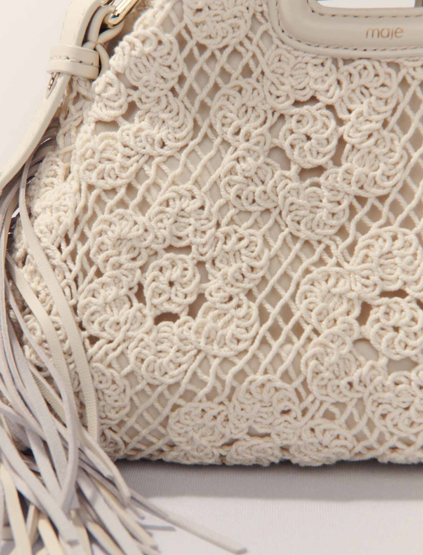 【3WAY仕様】MAJE フラワークロシェ ミニ MISS M バッグ Crochet-knit mini Miss M bag White For Women | Maje
