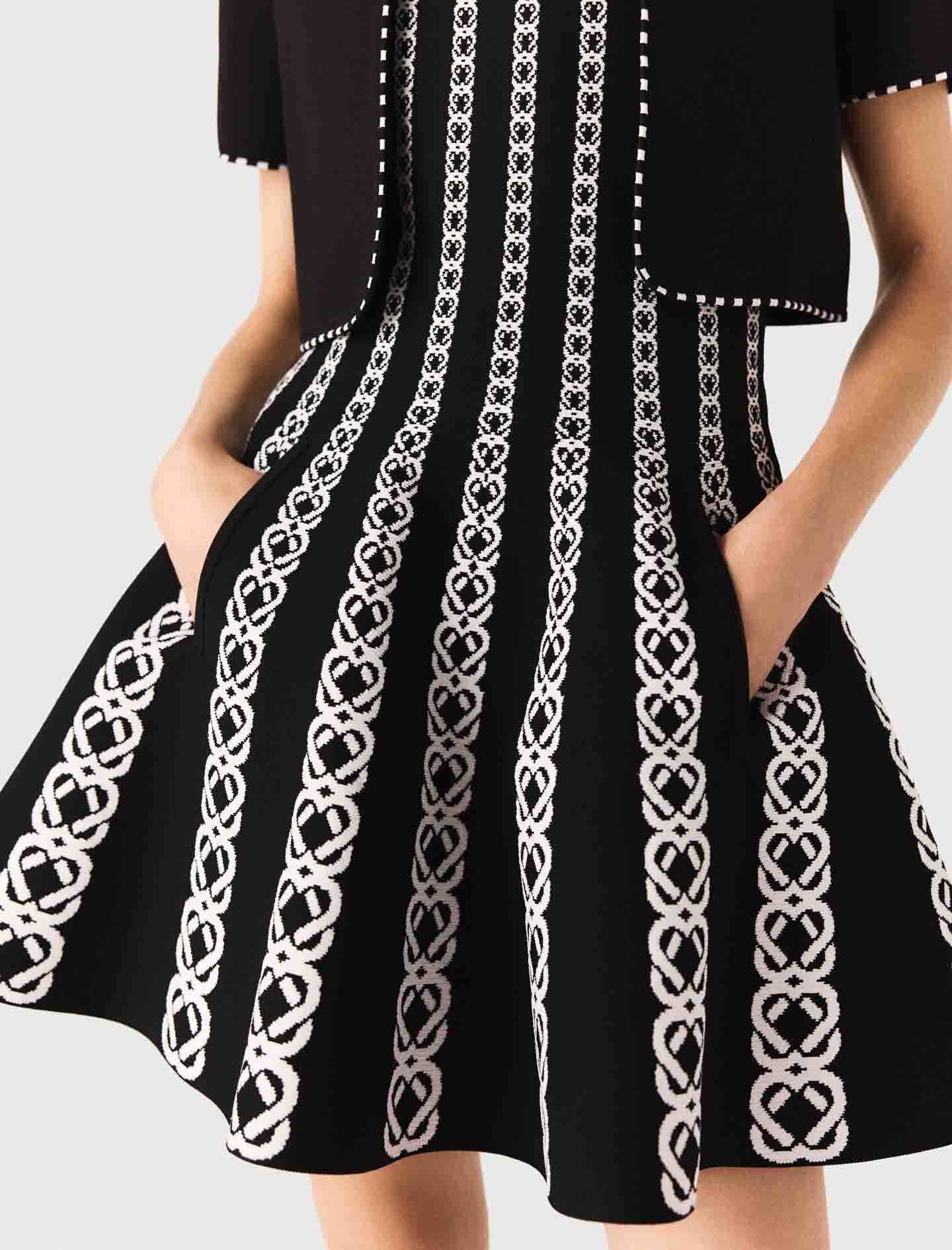 Mini jacquard knit dress Black / Gray For Women | Maje