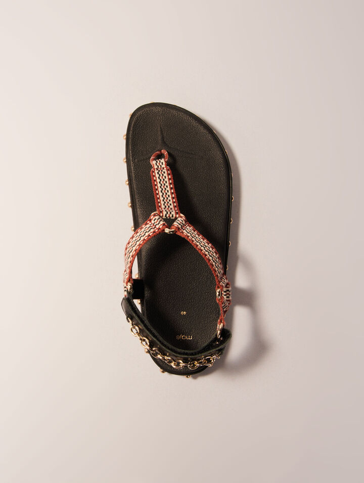 Flat rope and leather sandals