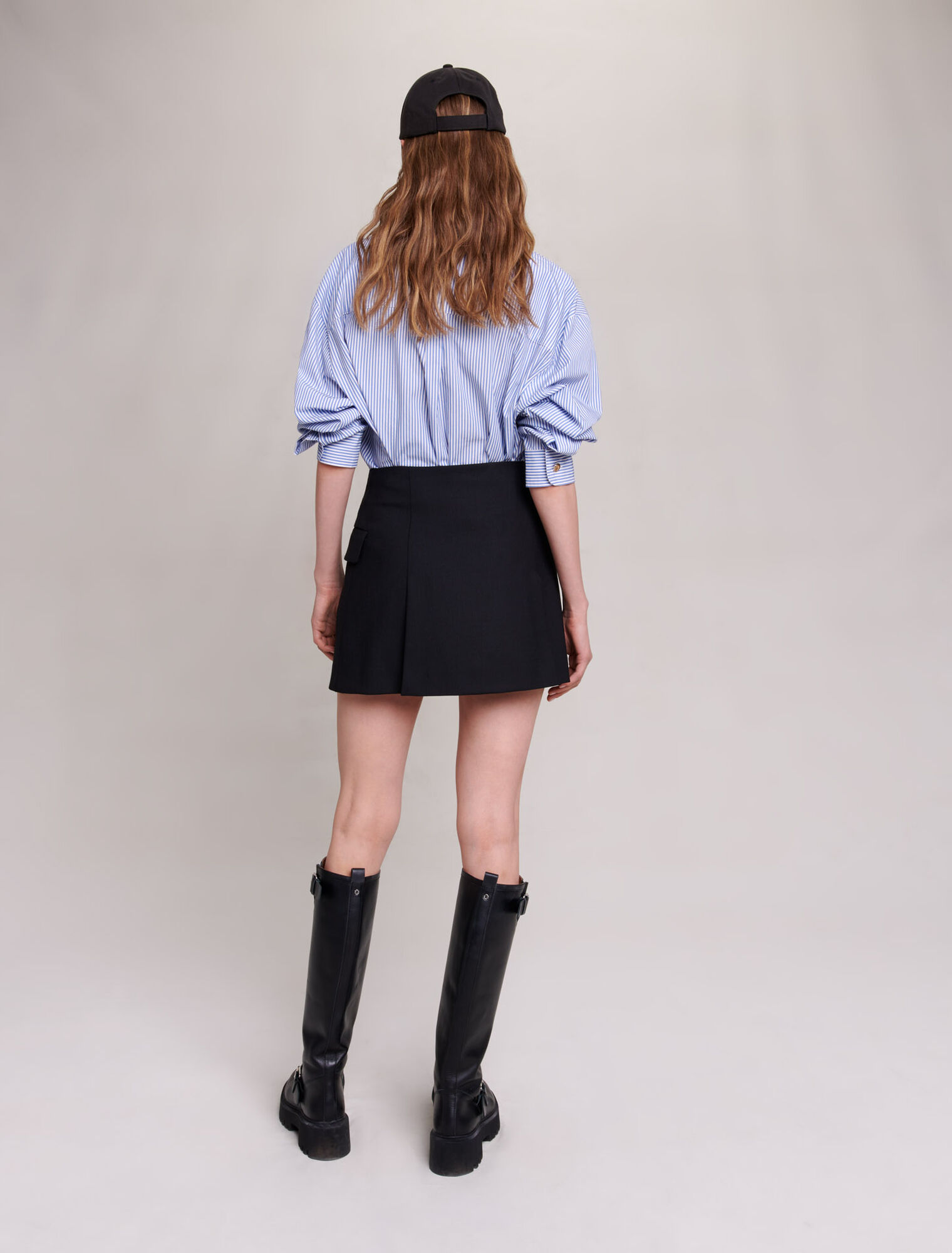 Asymmetric wrap skirt