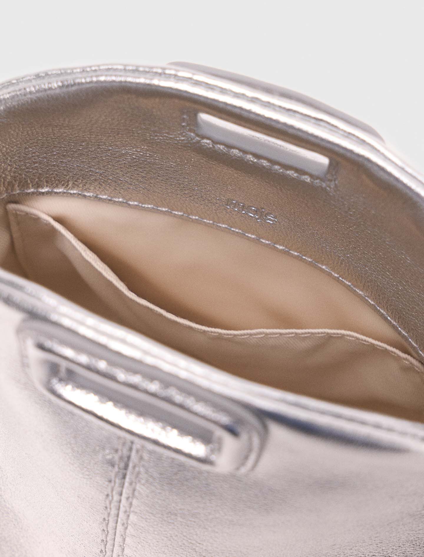 Metallic leather Miss M micro bag Black / Gray For Women | Maje