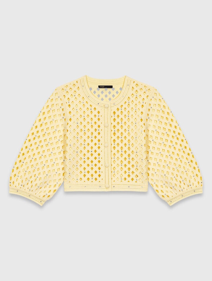 Rhinestone crochet cardigan