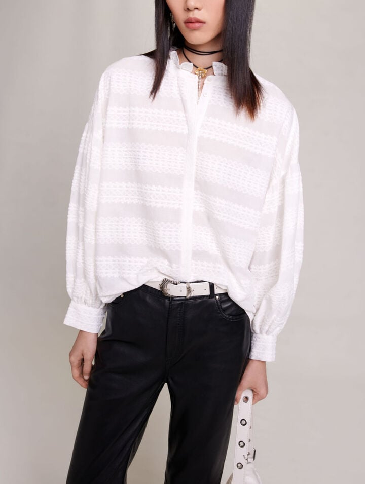 Embroidered ruffled shirt