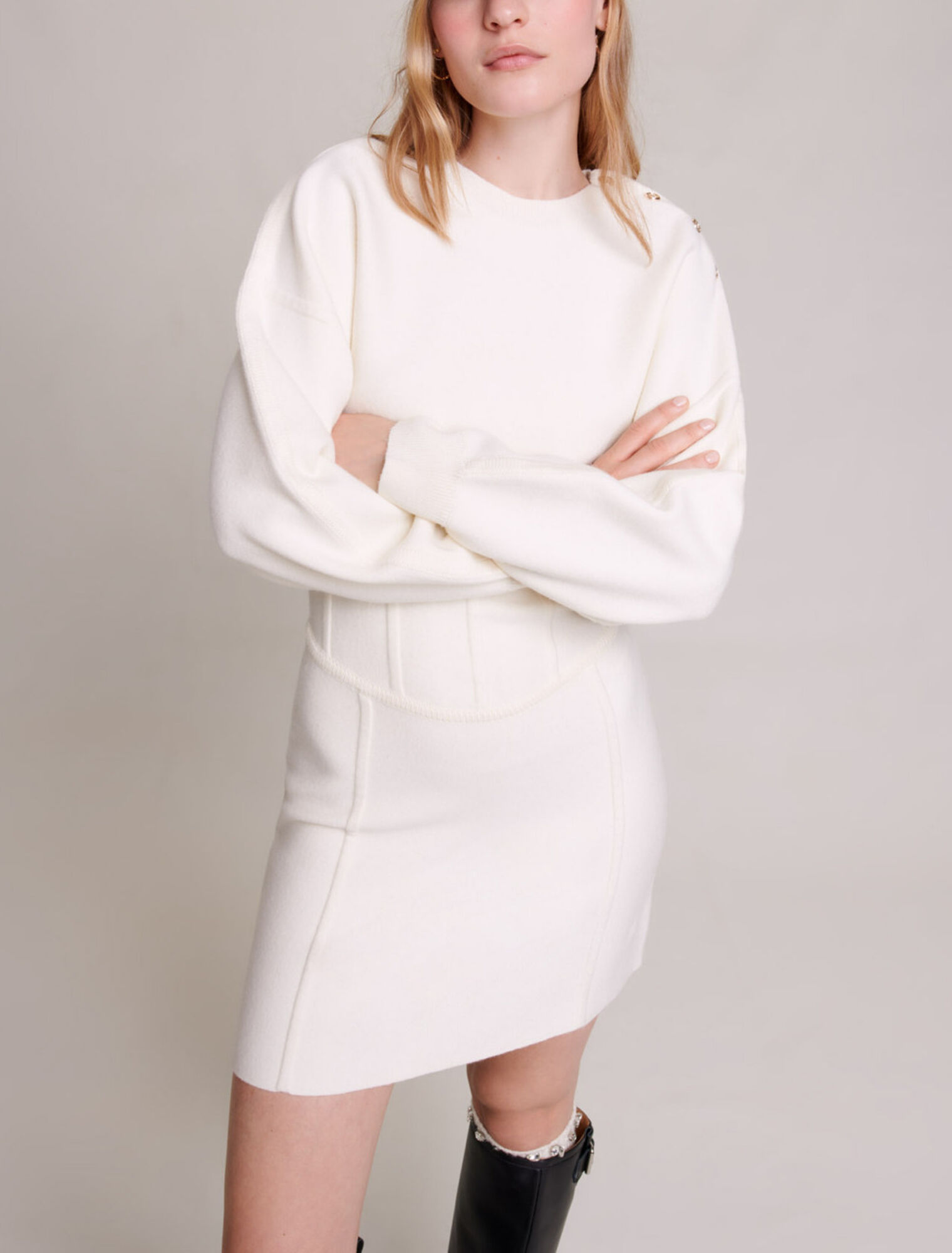 Corset-effect jumper dress