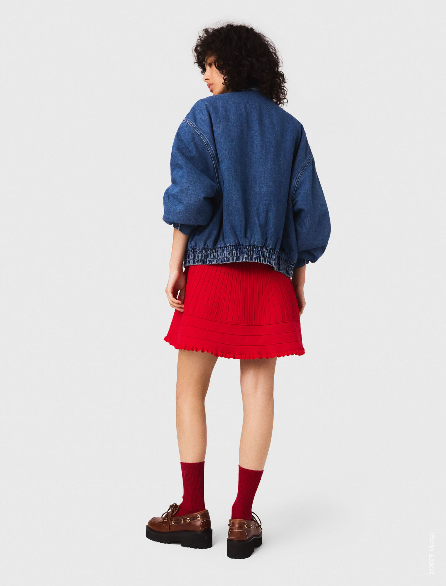 Oversized embroidered denim jacket