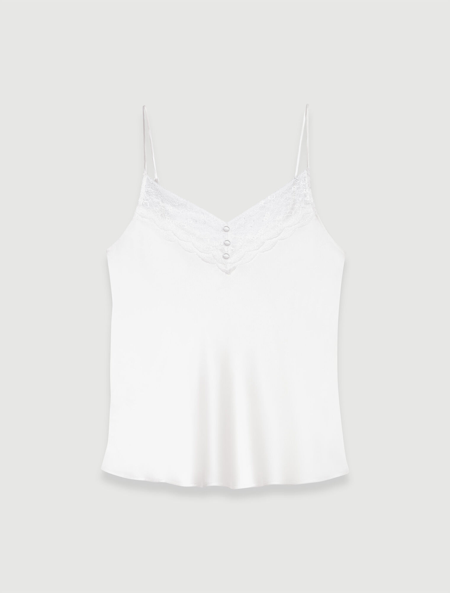 Silk satin and lace slip top