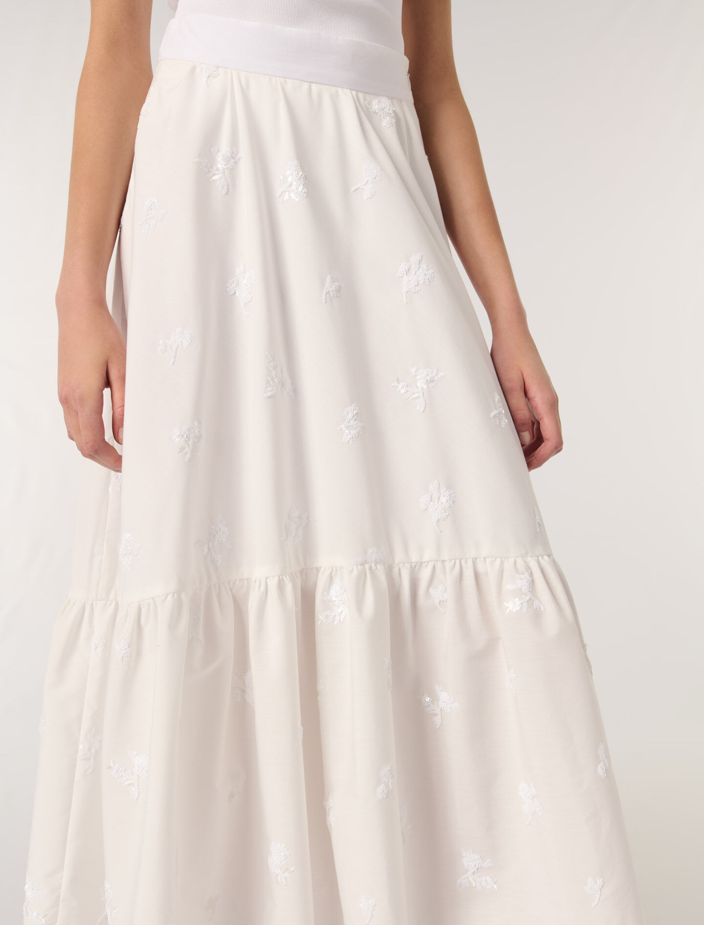 Long embroidered skirt White For Women | Maje Long embroidered skirt White For Women | Maje