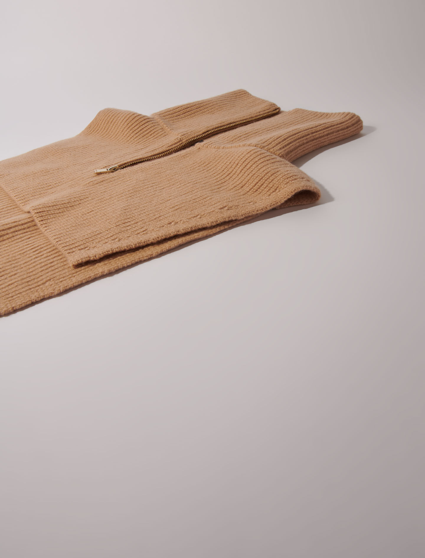 Cashmere/wool zip-up neck warmer Brown For Women | Maje