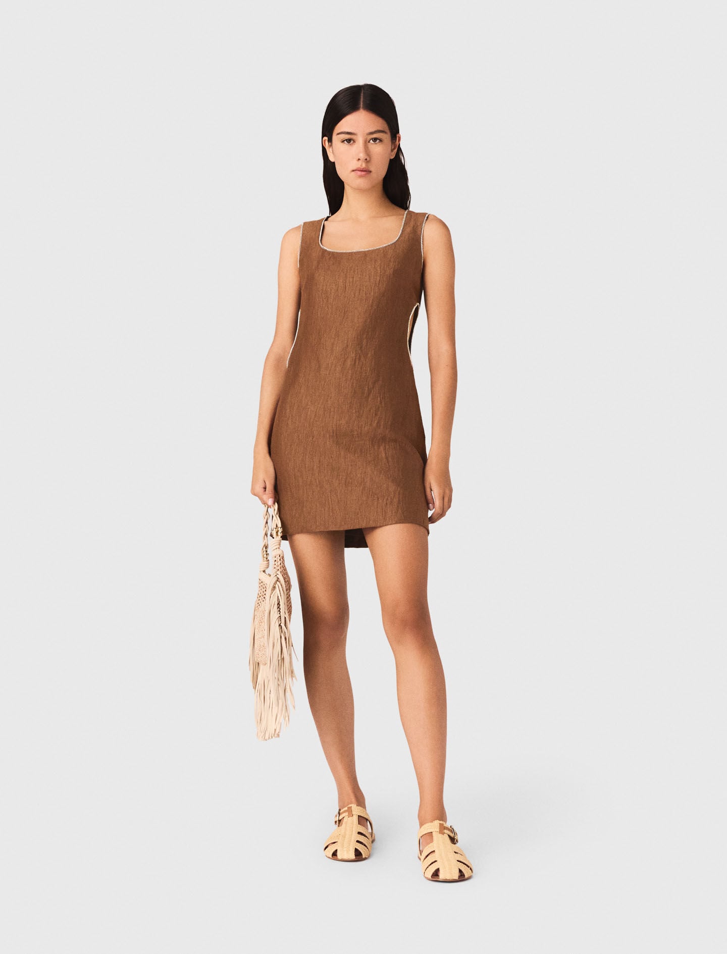 Short linen-blend dress Blue For Women | Maje