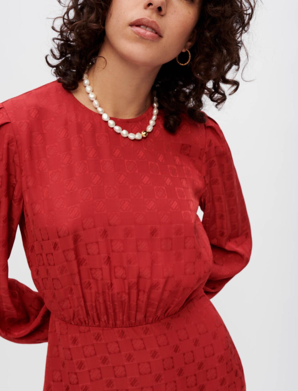 Clover Maje viscose jacquard dress Red For Women Maje