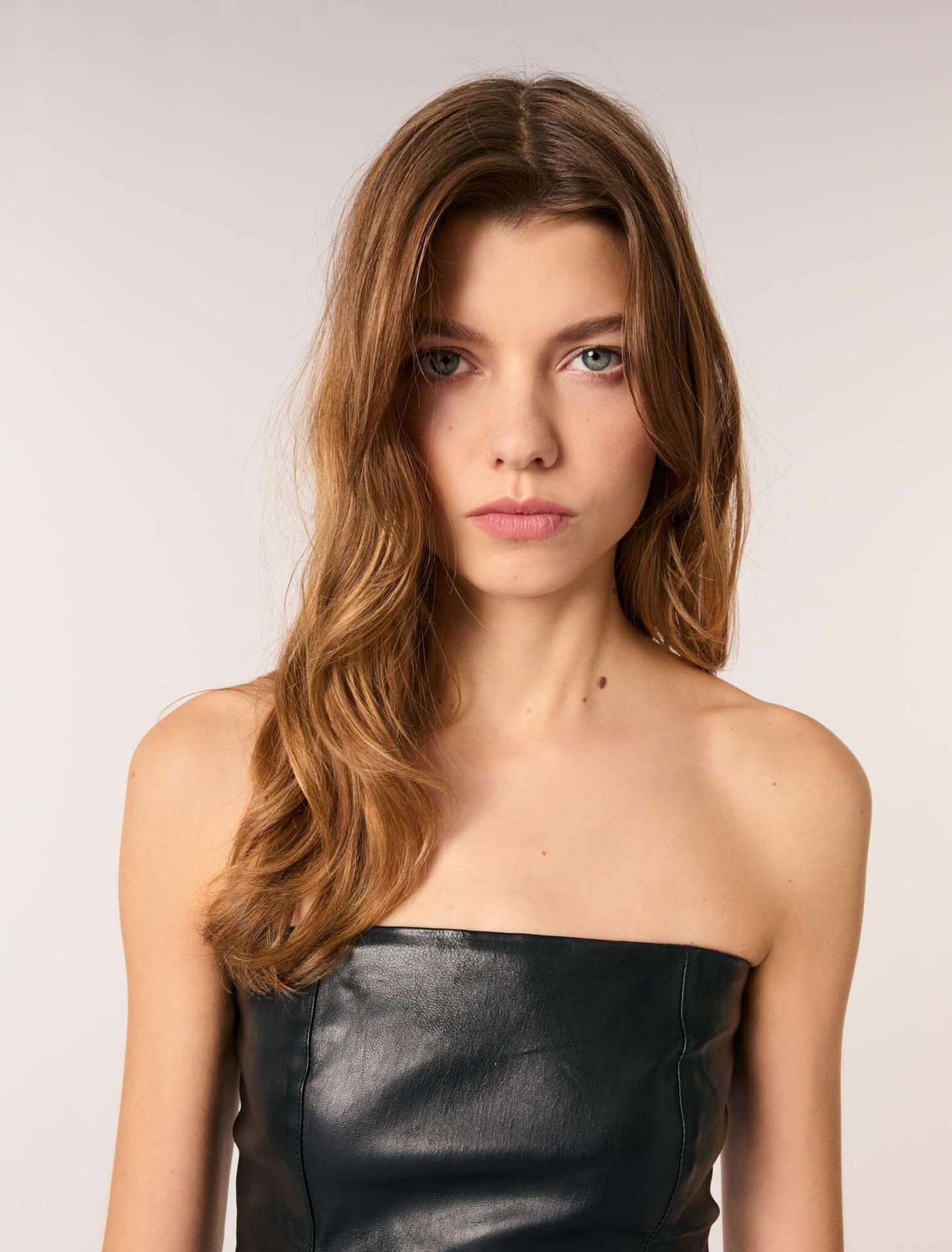 Bustier leather midi dress