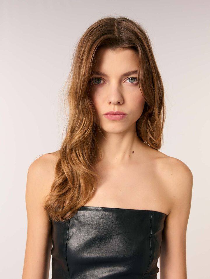 Bustier leather midi dress