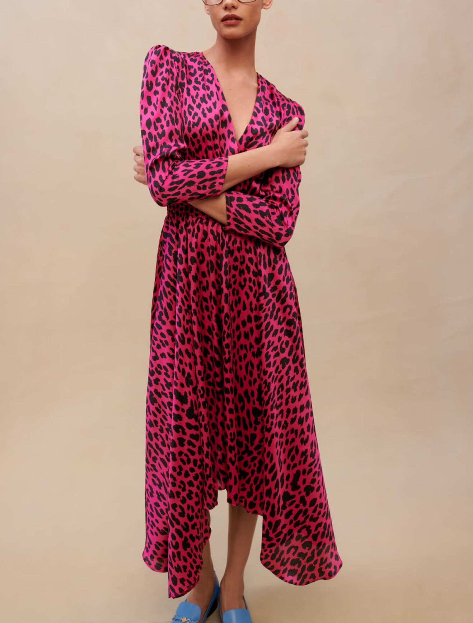 Asymmetrical leopard print dress