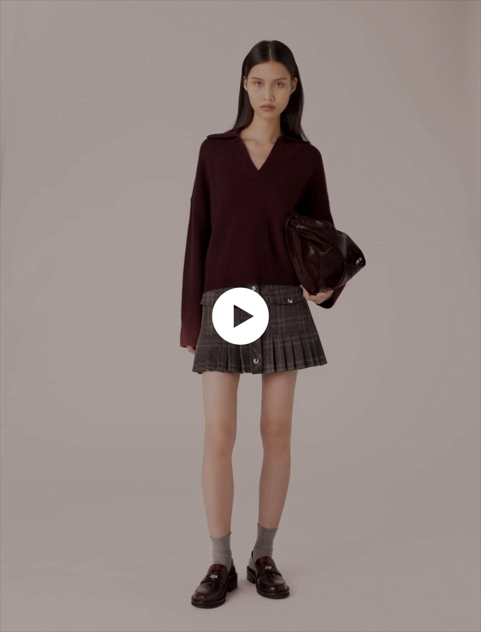 Short pleated checked skirt Black / Gray For Women | Maje