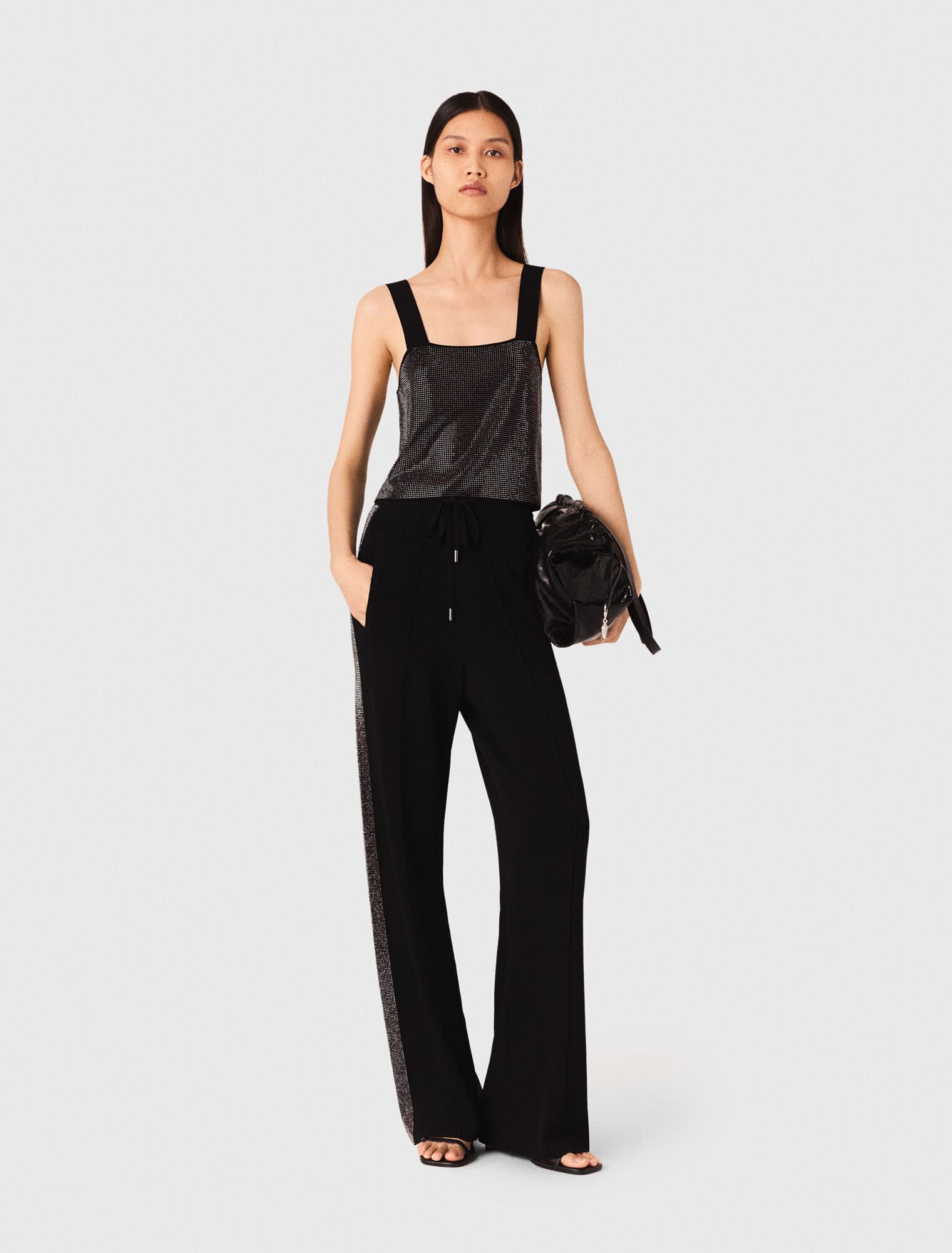 Strappy diamanté knit top