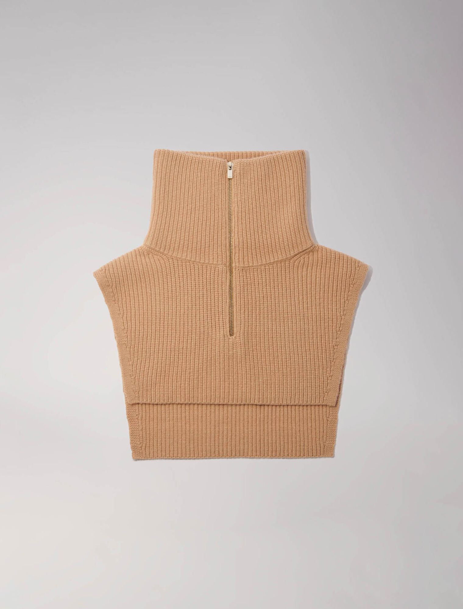 Cashmere/wool zip-up neck warmer