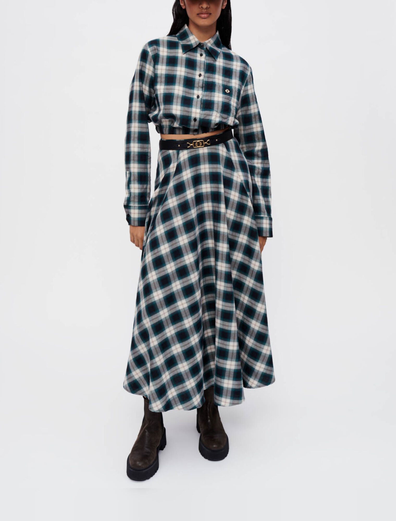 Cotton check cropped shirt