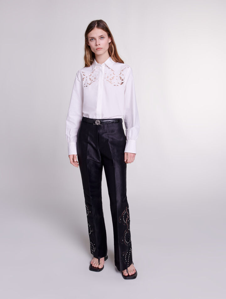 Openwork flared trousers