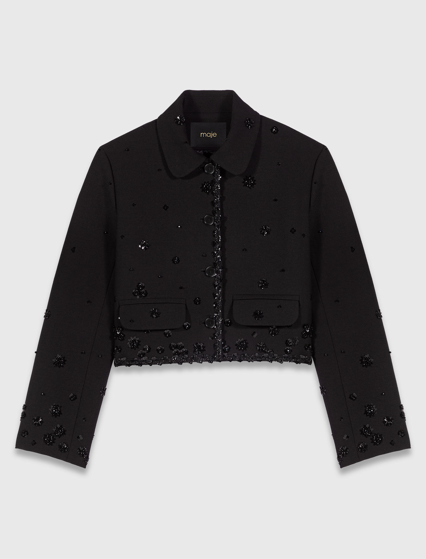 maje ジャケット Maje Betoile Rhinestone Denim Jacket | Bloomingdale's