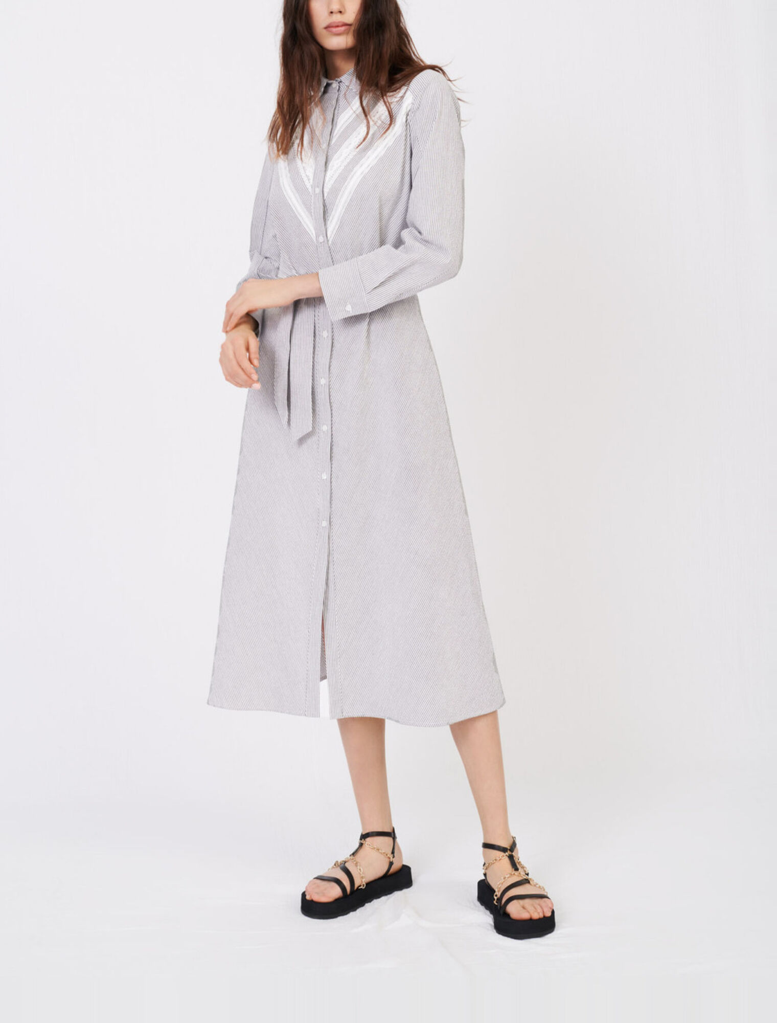 Striped and lace shirt dress