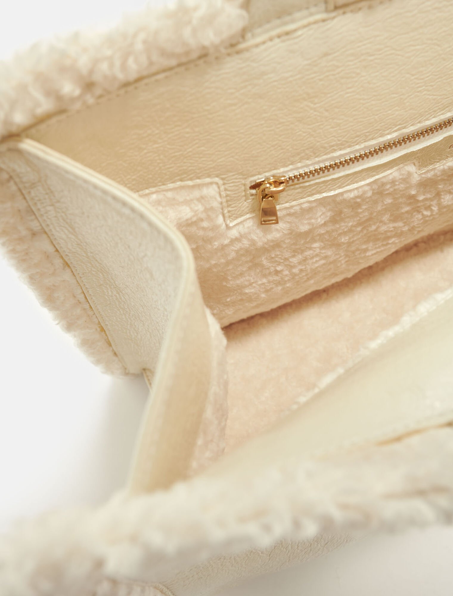 Metallic white and faux fur tote bag