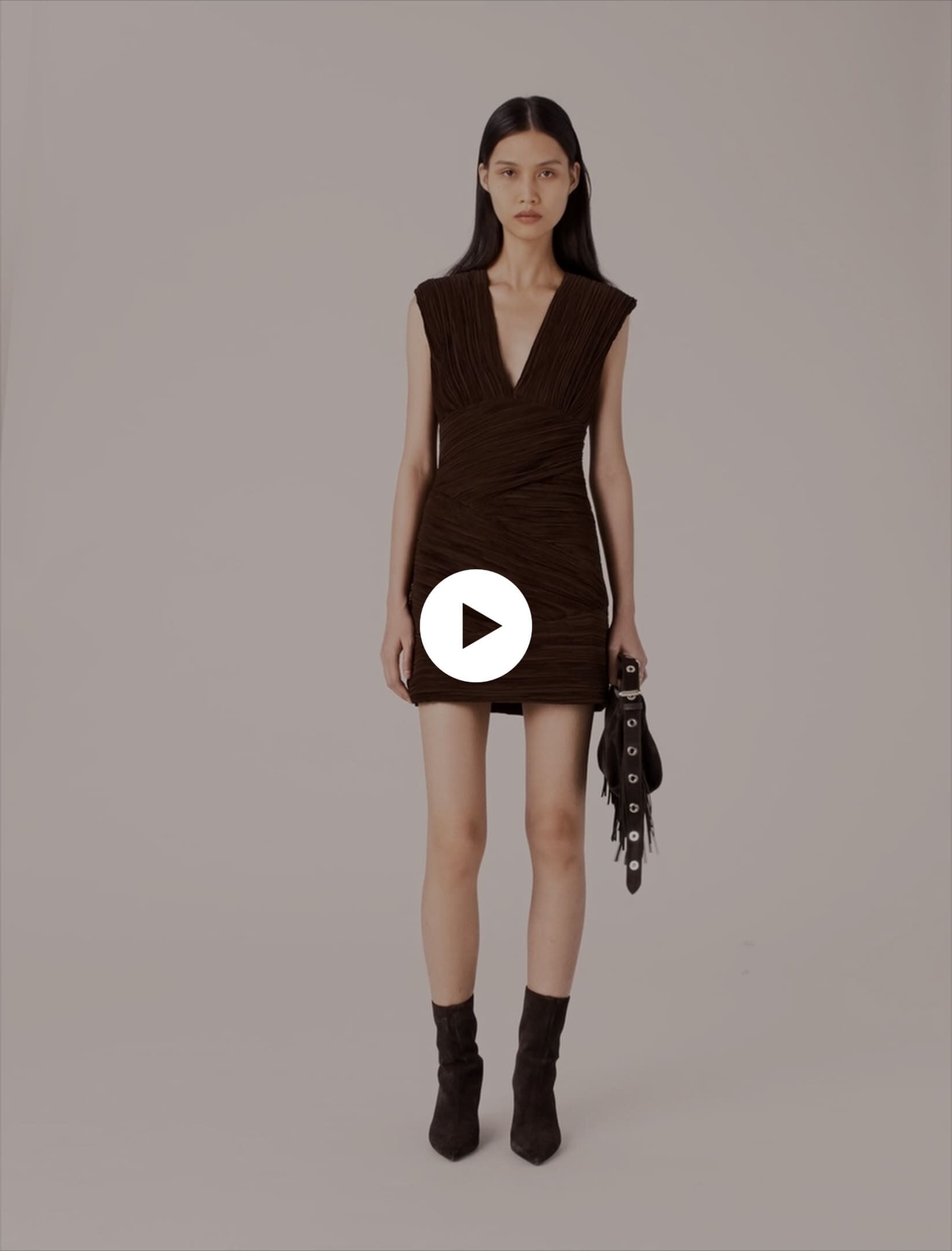 Mini pleated dress Brown For Women | Maje