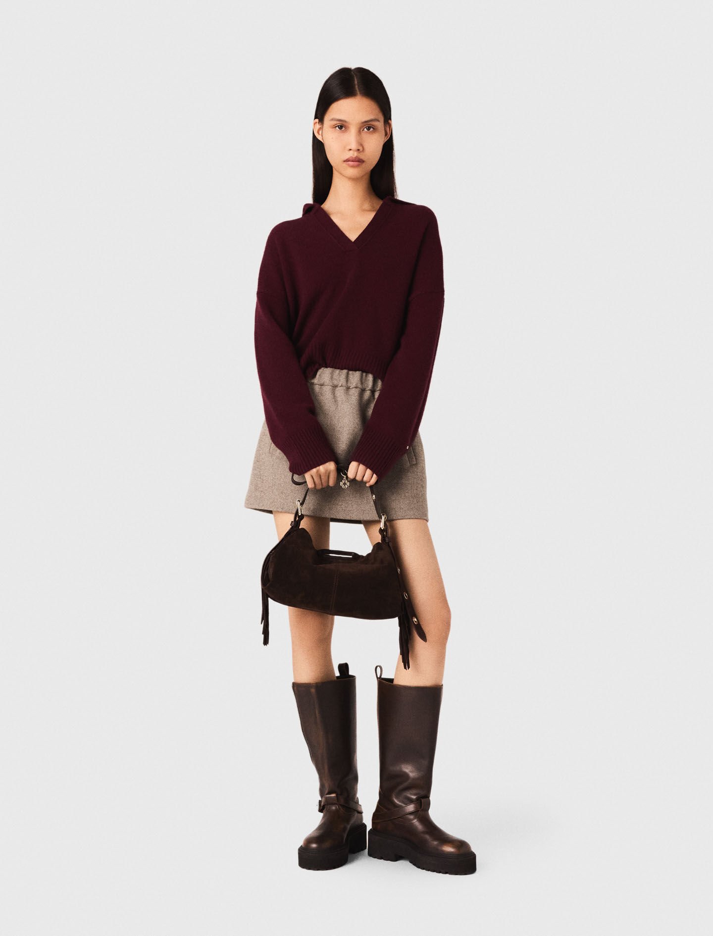 majeページ Short curly coat Black / Gray For Women | Maje