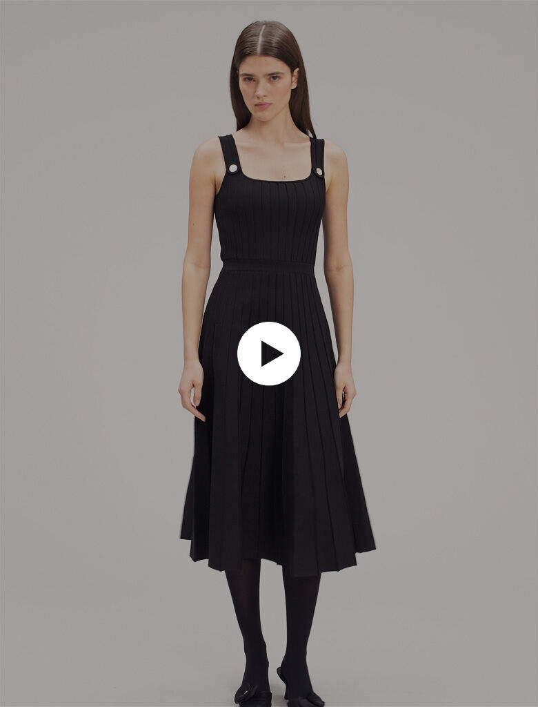 Pleated knit midi dress Black / Gray For Women | Maje