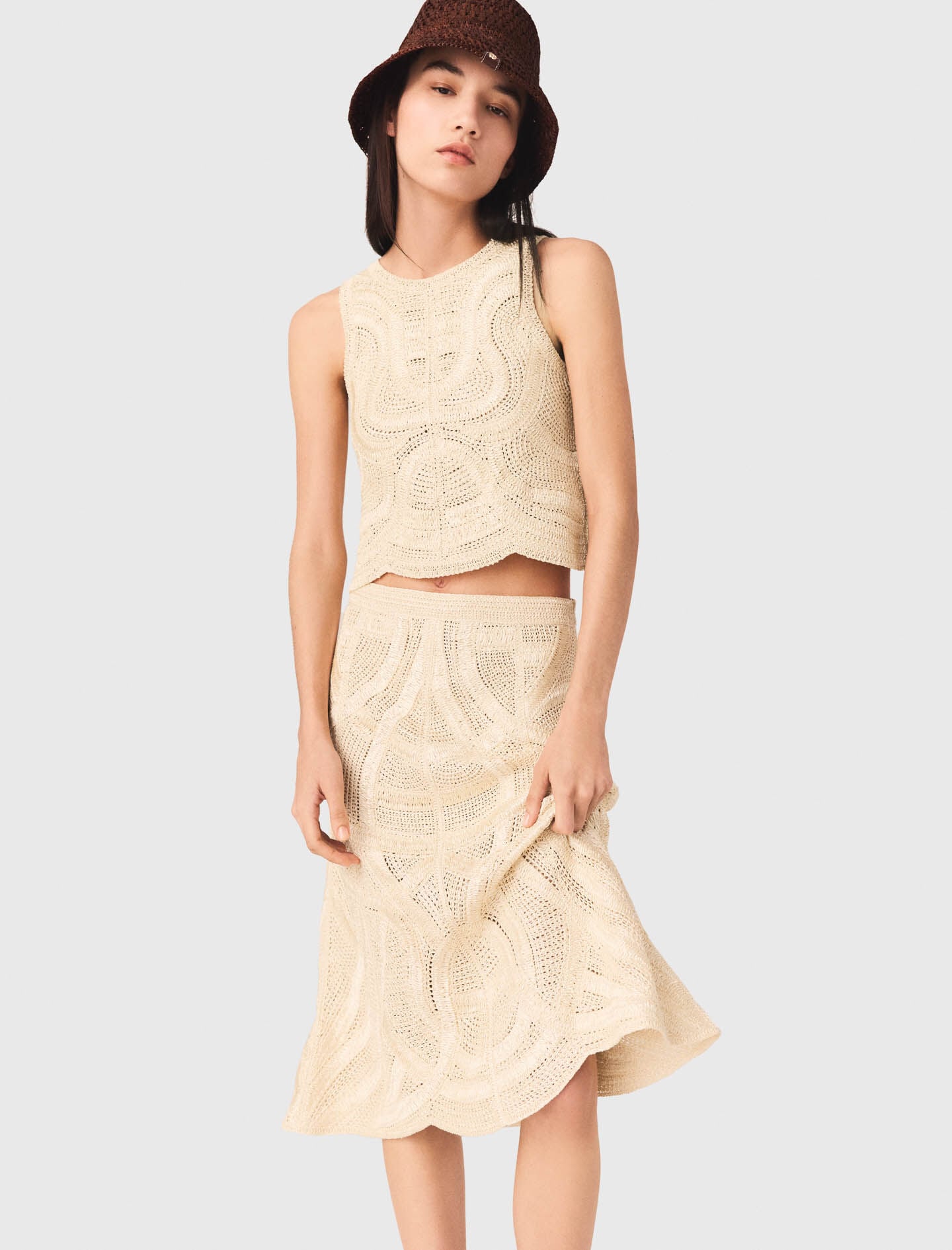Long crochet skirt Natural For Women | Maje