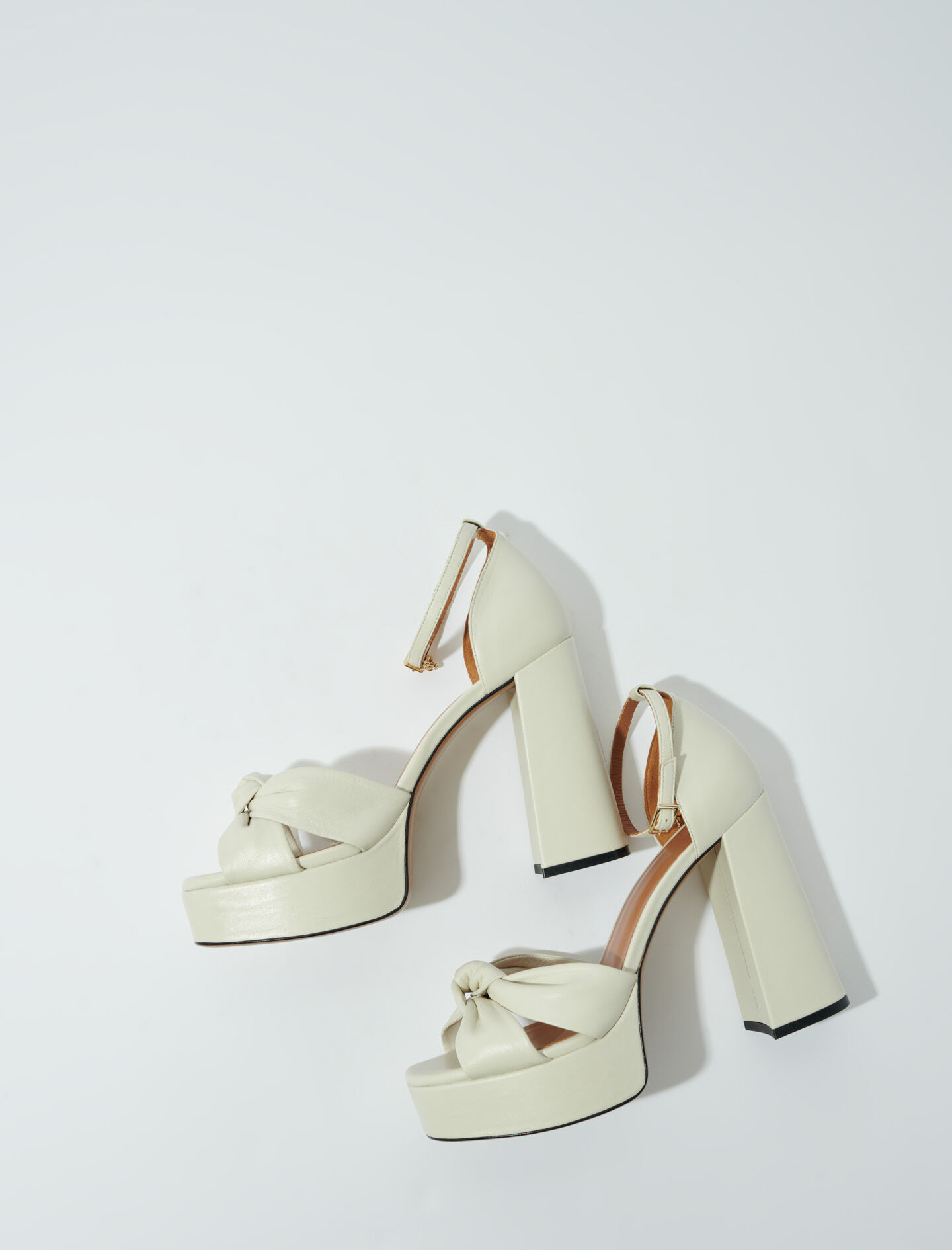 Leather platform sandals White For Women | Maje