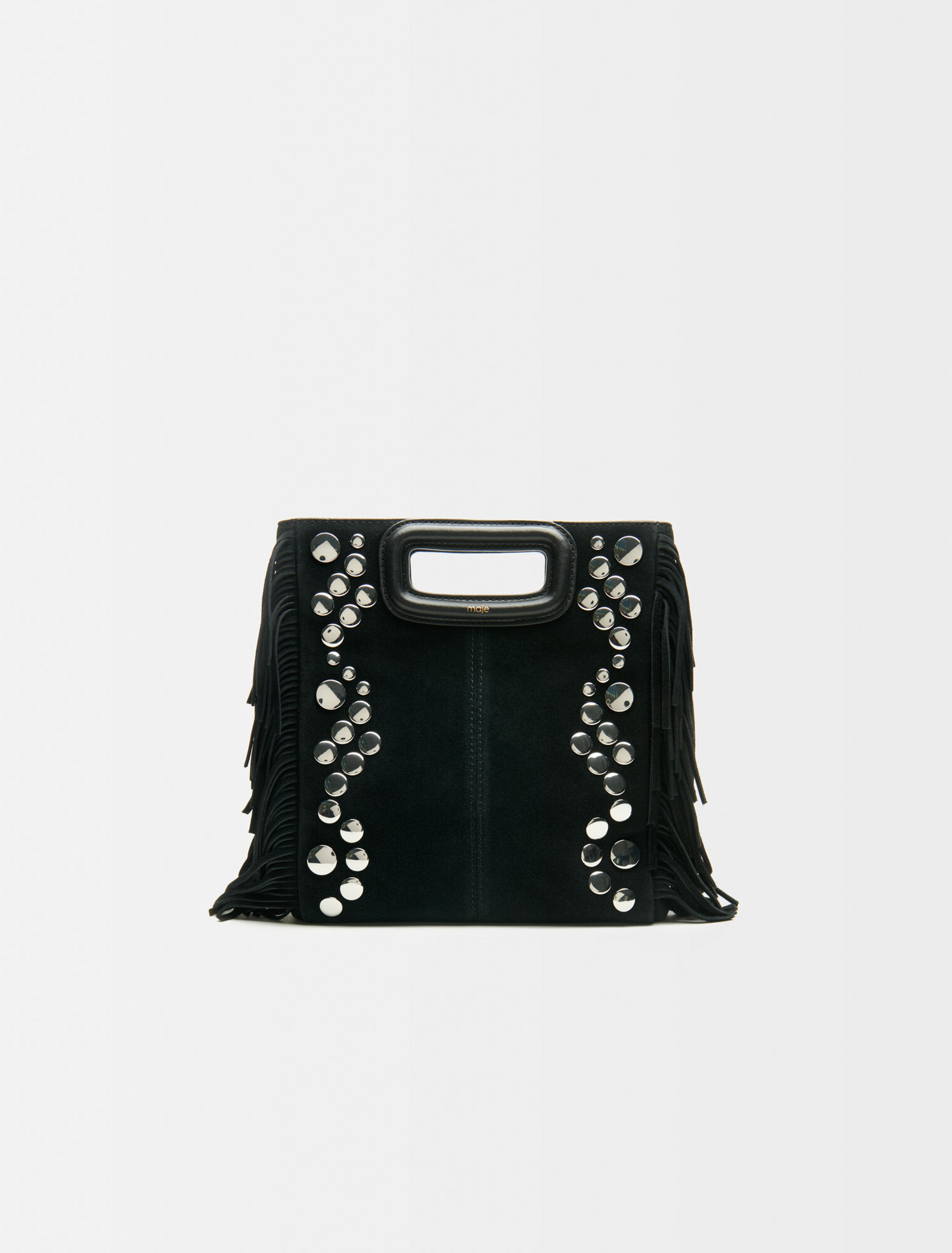 Suede M bag with silver-tone studs