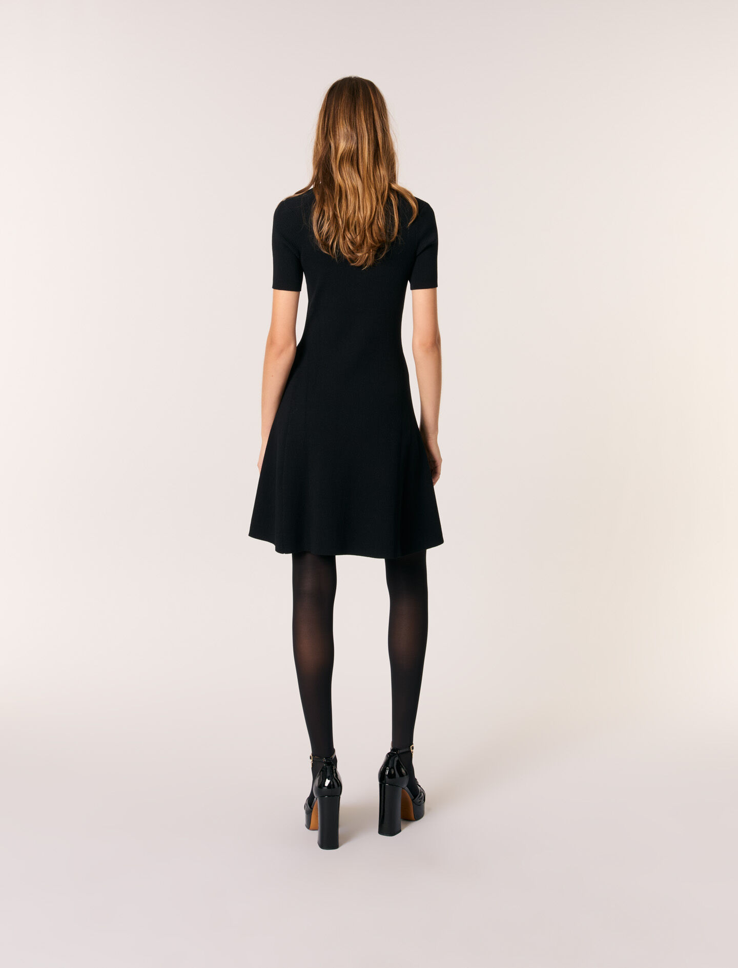 Rib knit mini dress Black / Gray For Women | Maje
