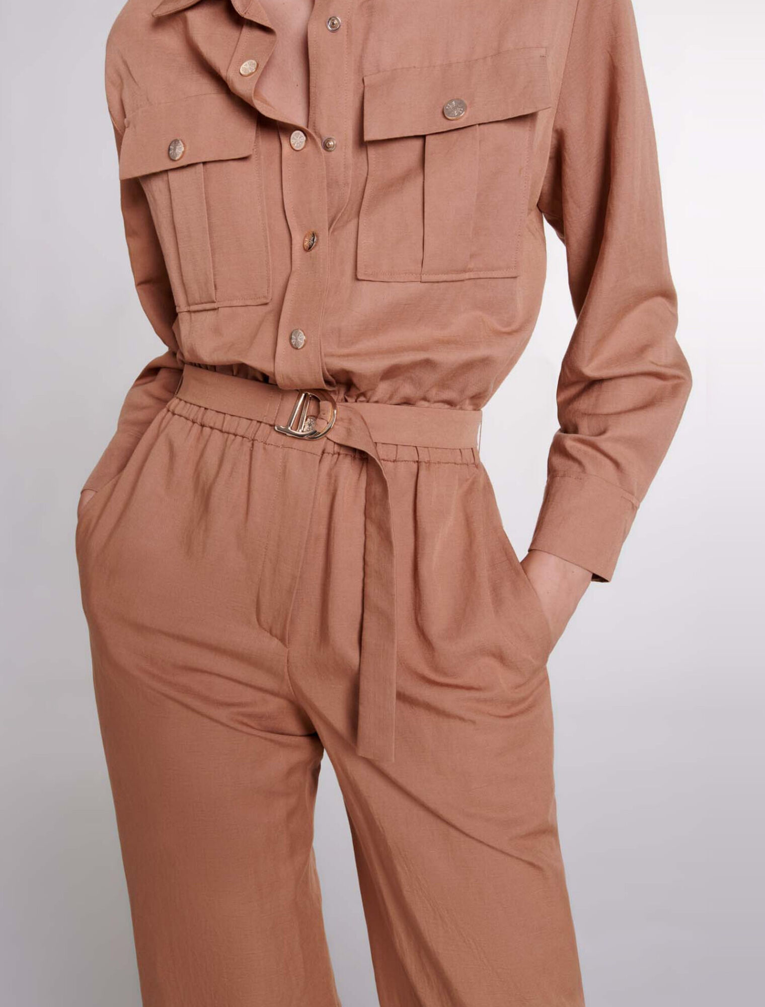 Linen blend trouser suit