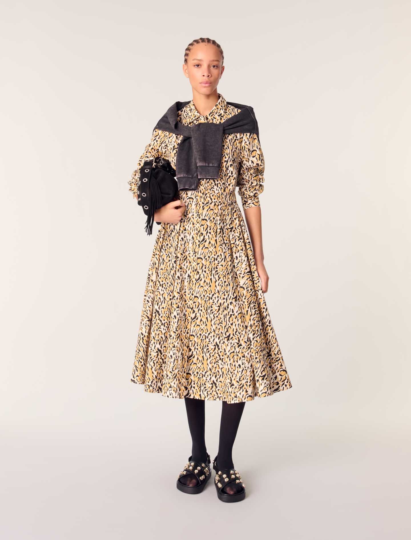 Leopard print midi dress
