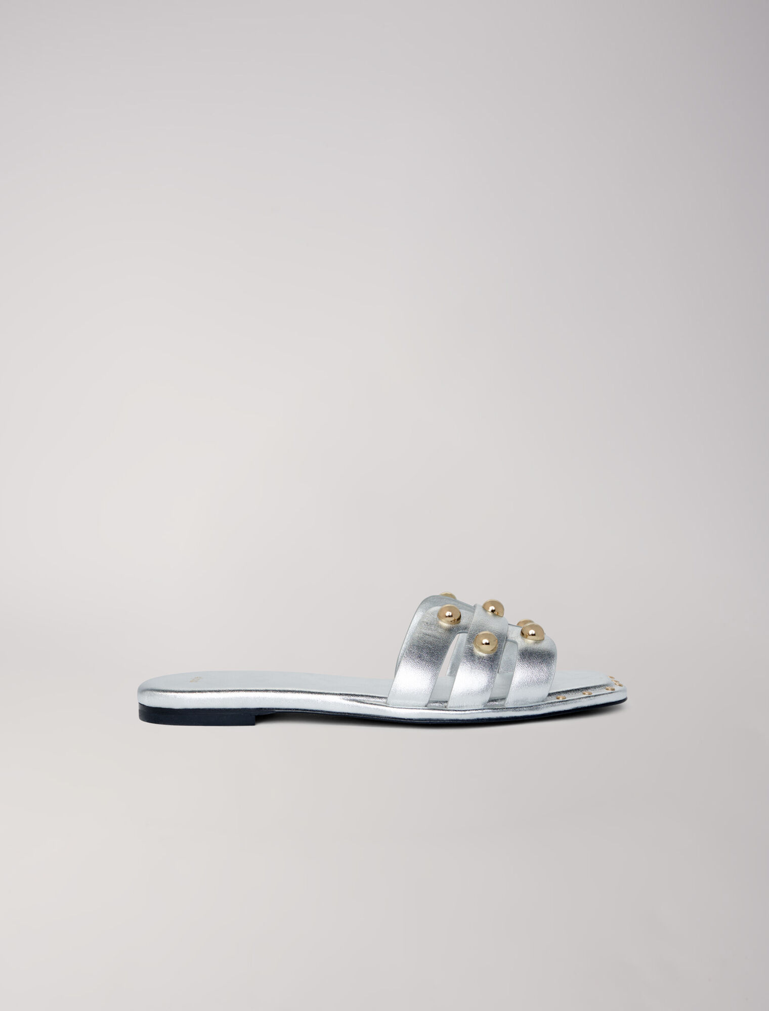 Studded leather mules