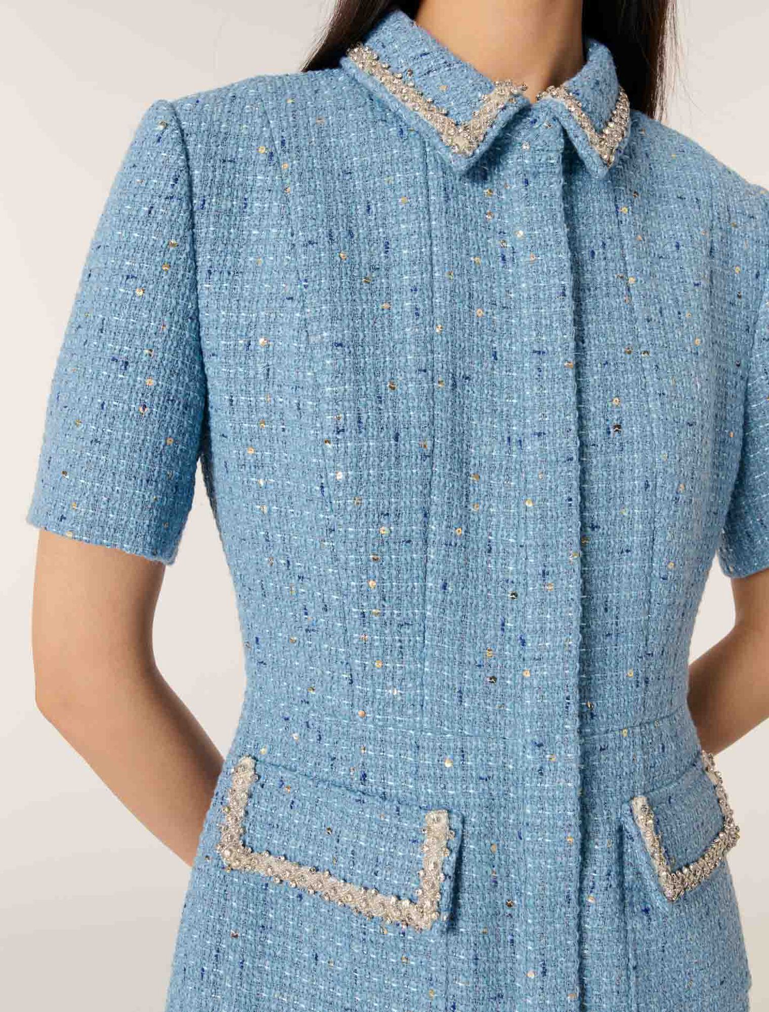 Sequin tweed mini dress