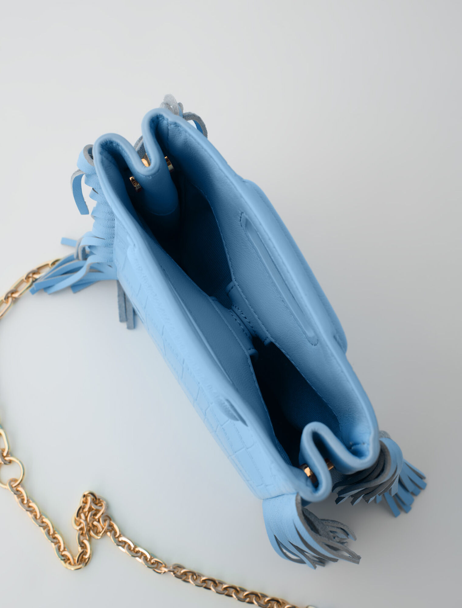Mini embossed-leather M bag with chain