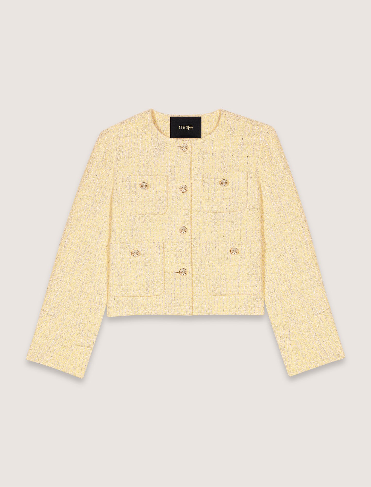 【未使用品】 Short Maje | Women For Orange / Yellow jacket lurex and tweed ジャケット・アウター