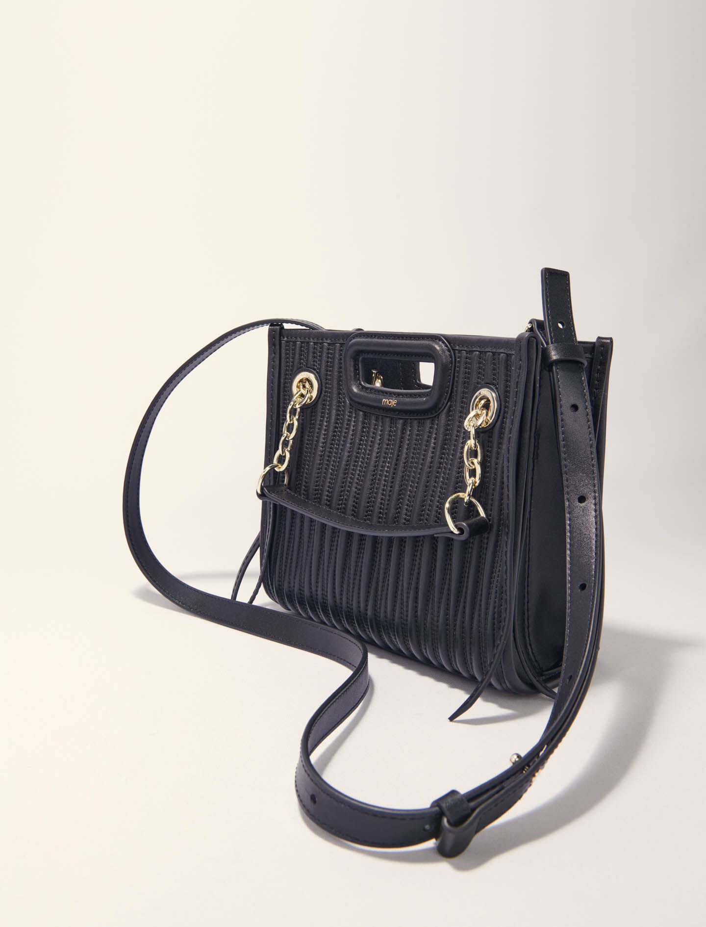 Mini quilted leather tote bag Black / Gray For Women | Maje