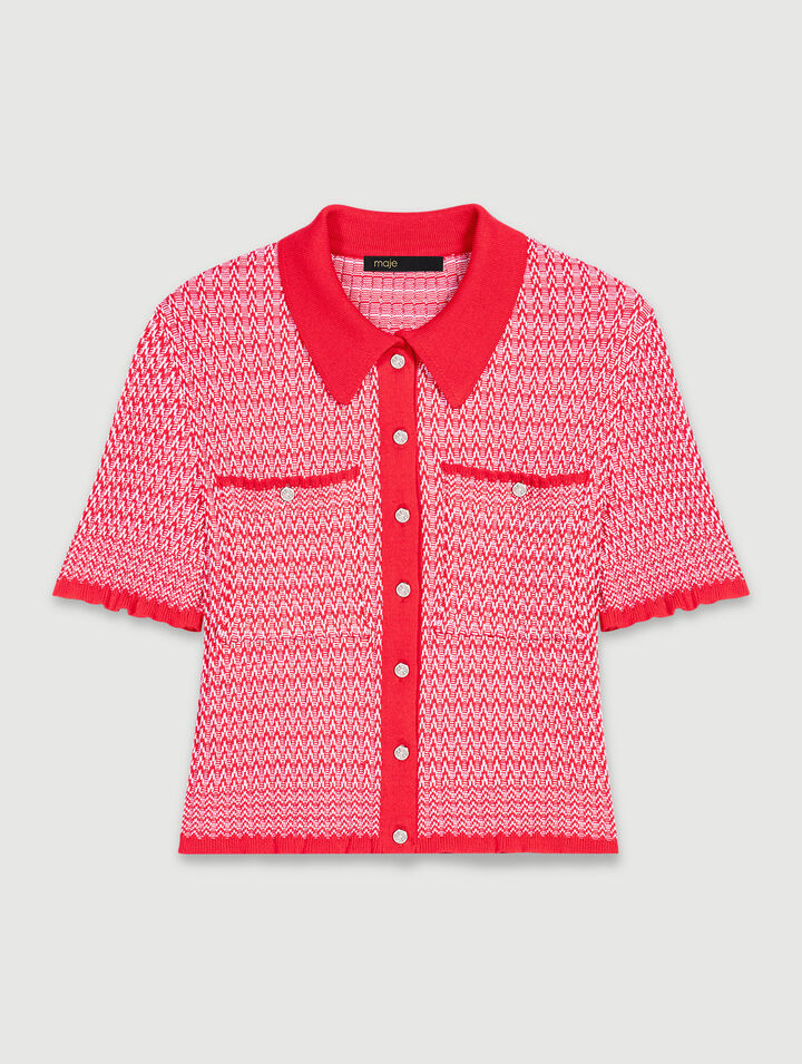 Cropped herringbone polo shirt