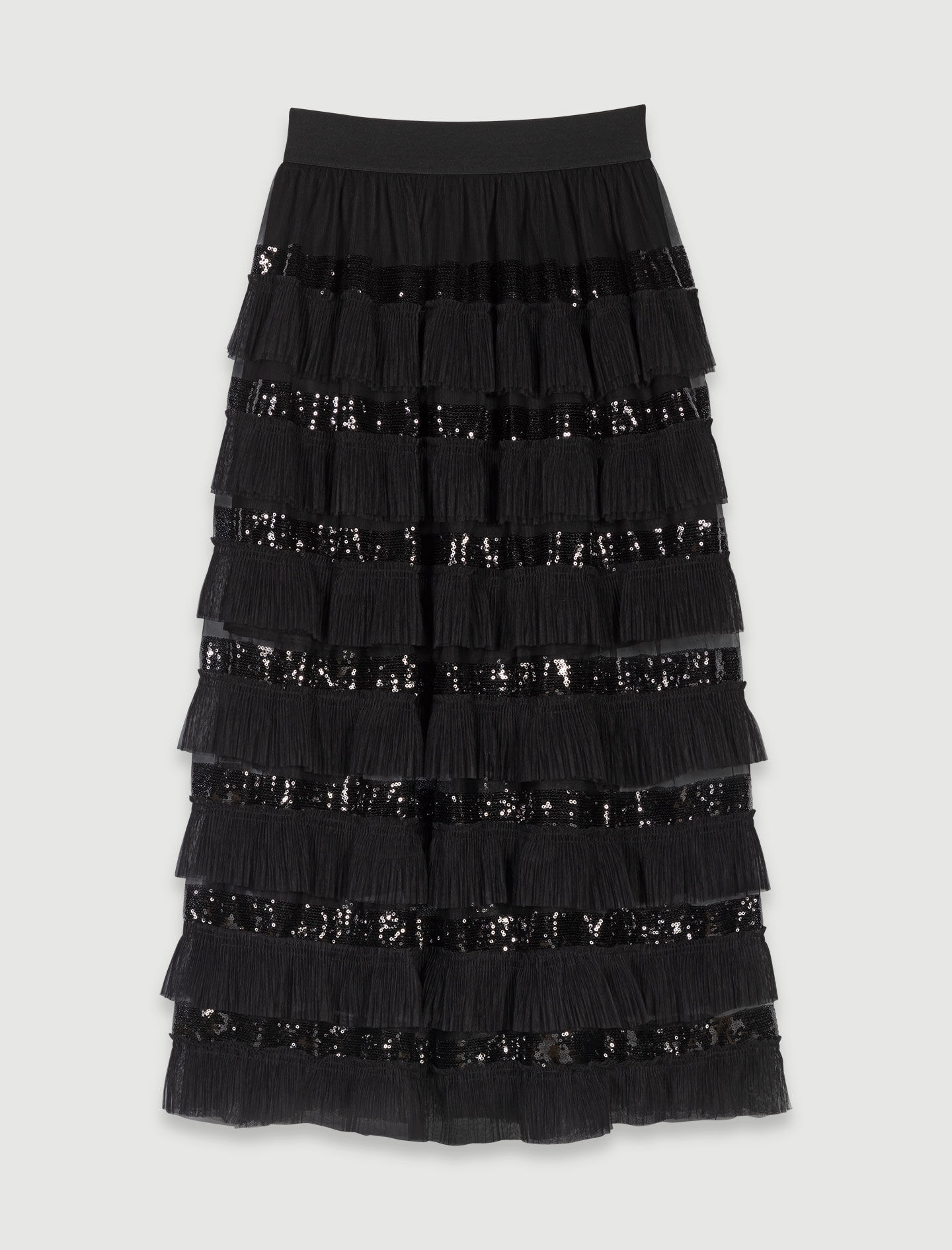 Ruffled maxi skirt Black / Gray For Women | Maje